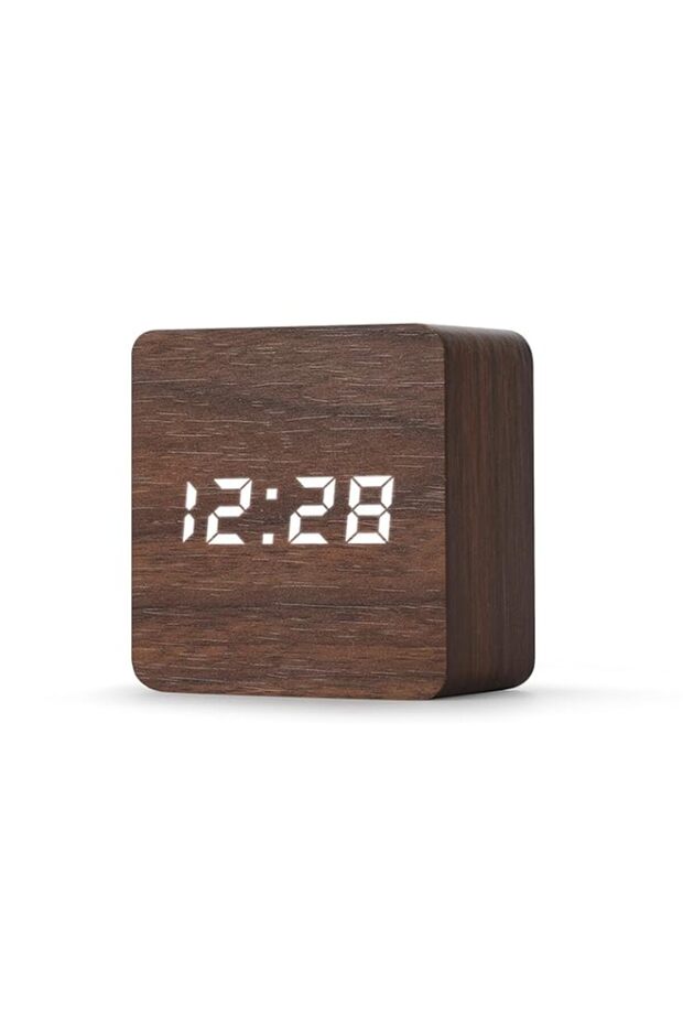 Baytion LED Digital Alarm Clock,Mini Square Table Clock with 3 Group of Alarm Settings,Temperature, - 1