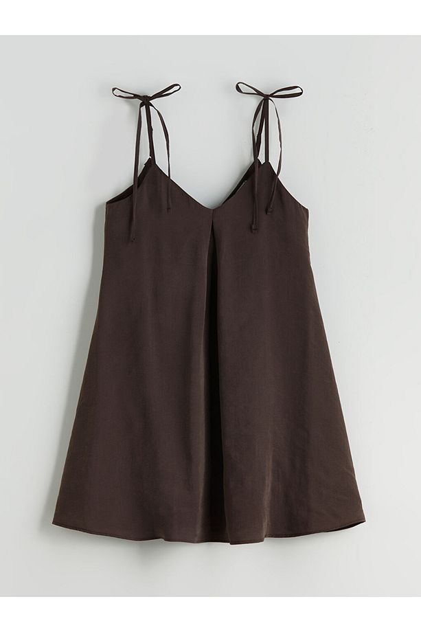 summer collection V Yaka Askılı Modal Karışımlı Mini Elbise city - 5
