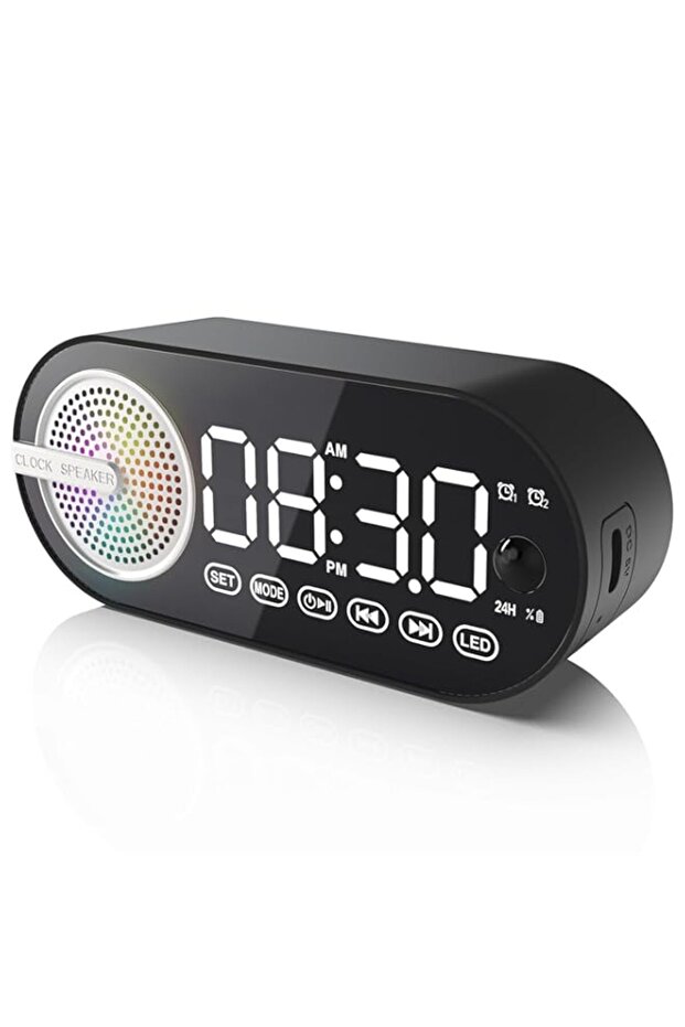 Digital Alarm Clock Bluetooth Speaker, Large LED Display Multi-function Alarm Clock for Bedroom with Human Body Sensing, Bluetooth 5.0 Speaker, Rechargeable 1200mAh Battery, TF Card, Support FM
