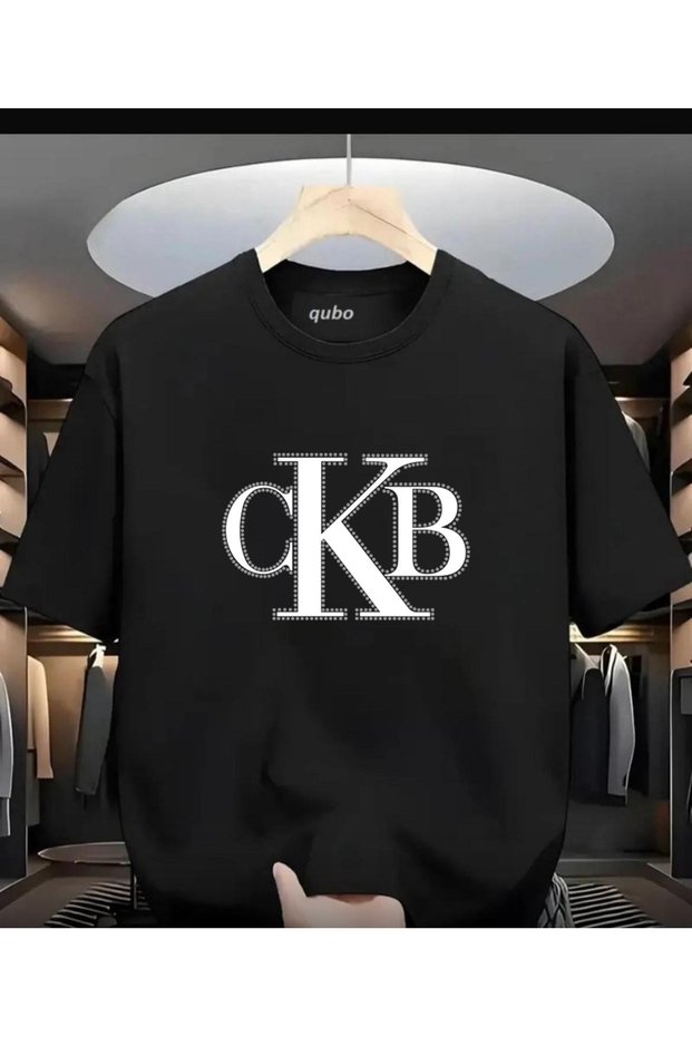 qubo Unisex Oversized Printed Cotton Crew Neck Short Sleeve BLACK T-shirt