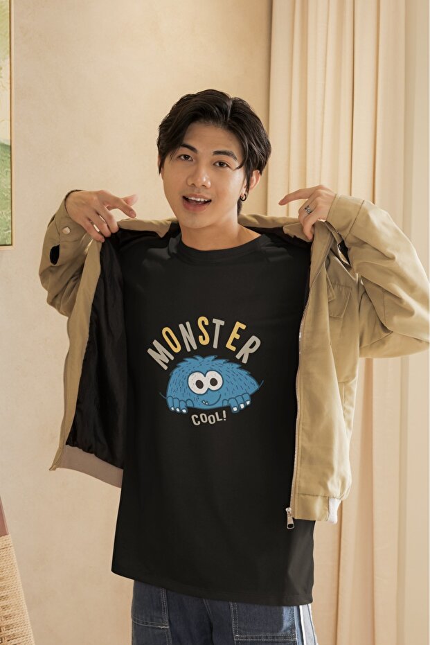 Men/Women Monster Cool Transfer Printed Round Neck Short Sleeve T-Shirt