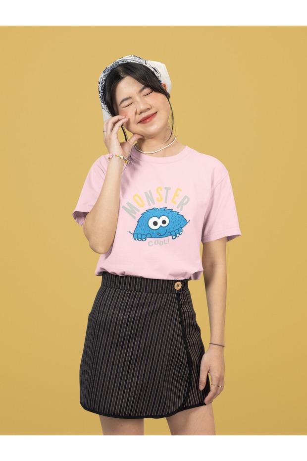 Men/Women Monster Cool Transfer Printed Round Neck Short Sleeve T-Shirt
