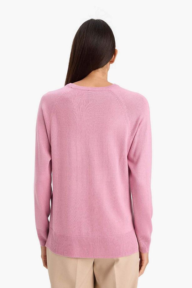 Relax Fit Bisiklet Yaka Basic Düz Triko Kazak I6913AZ25WN - 5
