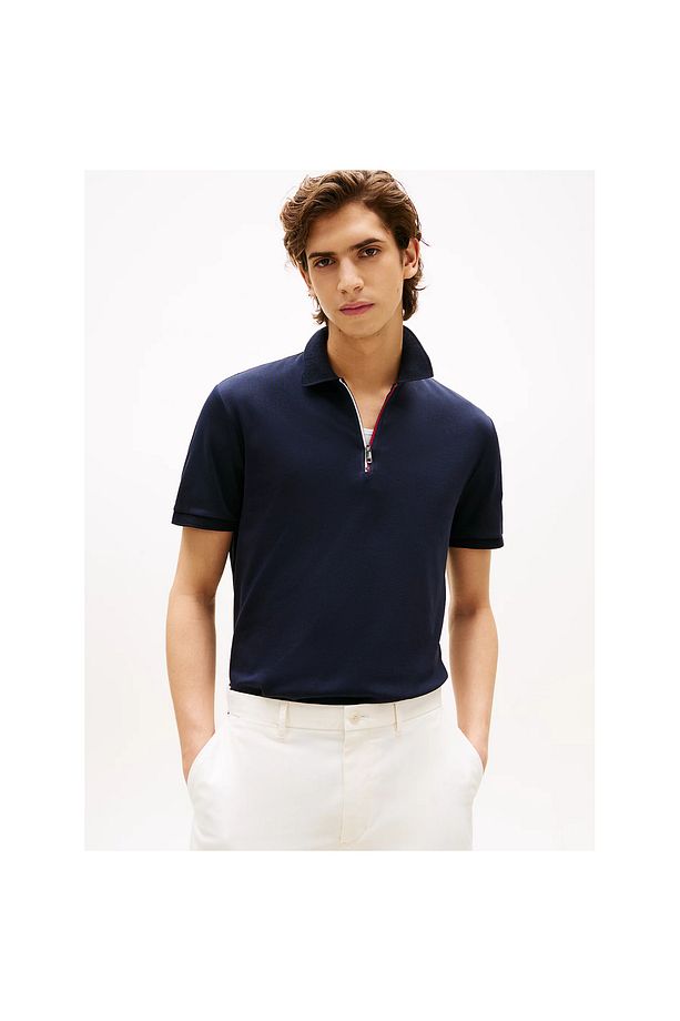 Th Mw0mw39552 Interlock Zıp Reg Polo Erkek Tshırt - 7