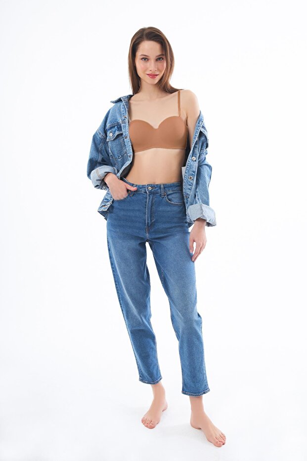 حمالة صدر بدون حمالات بدون حشوة باللون البيج - 5