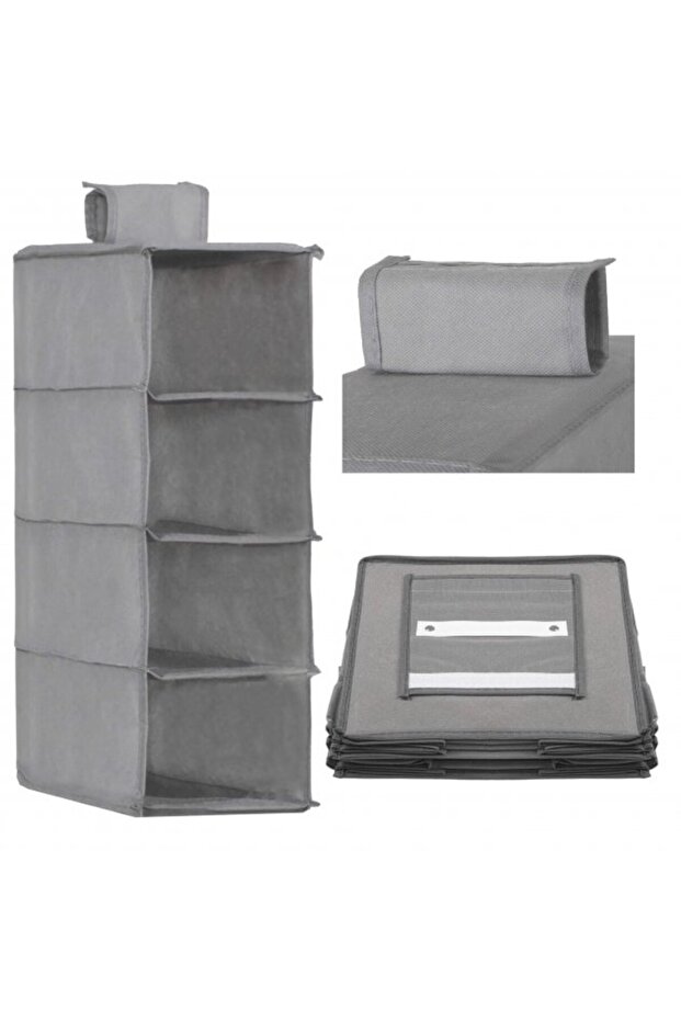 Sersimo closet organizer, 4 compartments, textile, 80cm, gray - 2