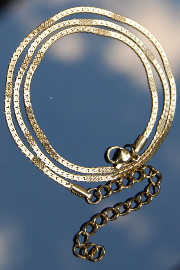 Steel Italian Crushed Spiral Engraved Necklace 2 mm Gold Color | Non-Blackening, Unisex, 2 Years Warranty