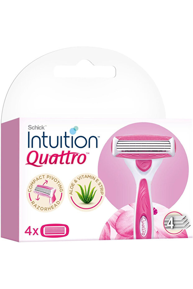 Quattro Razor for Women,Sensitive Skin,4 Ultra thin Blades,Pivoting Razor head