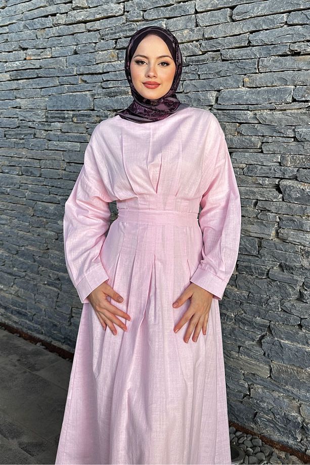 Liora Piliseli Elbise - Pembe - 5