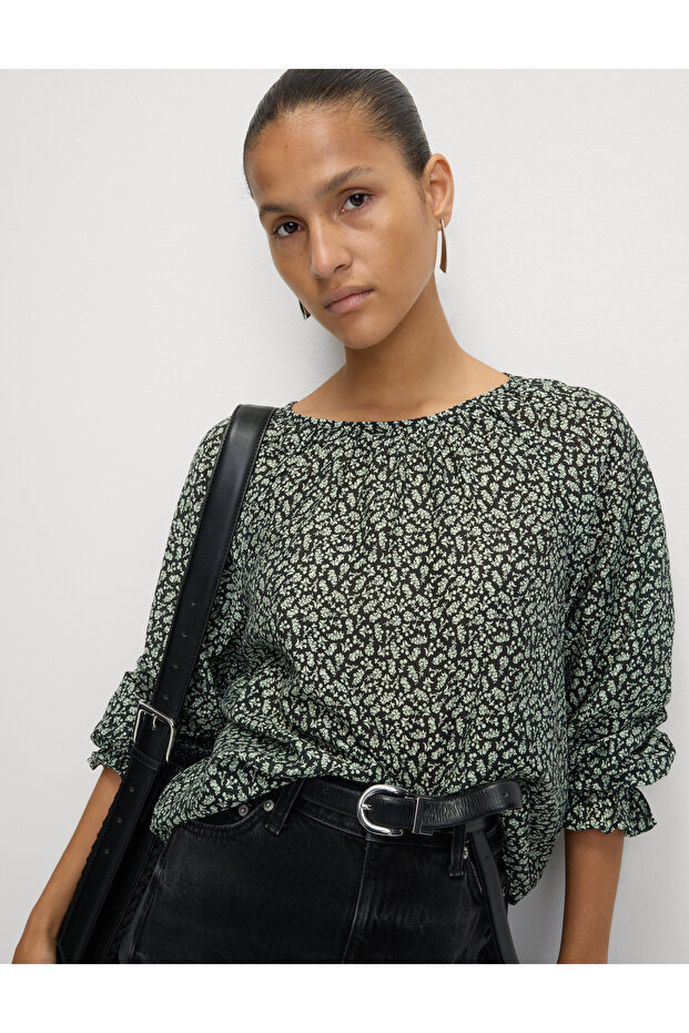 Lyocell Baskılı Uzun Kollu Bluz - 4