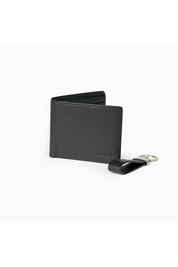 طقم محفظة نقود جلد رجالي مع علاقة مفاتيح أنيقة - 2