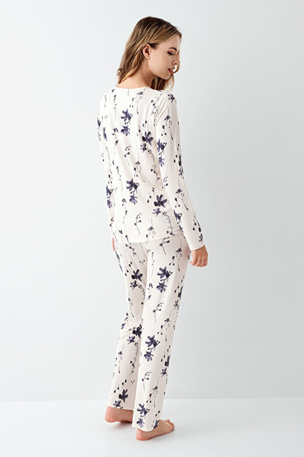 Kadın Krem Gömlek Pijama - 4