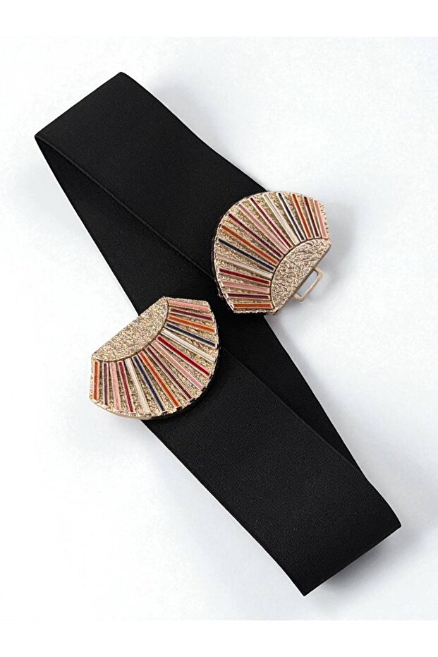 Γυναικείο ελαστικό κορσέ με χρυσή αγκράφα - 2