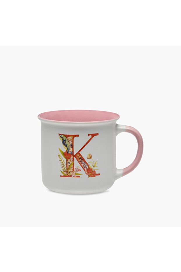 كوب جديد من الخزف العظمي مطبوع عليه حرف K - 355 مل