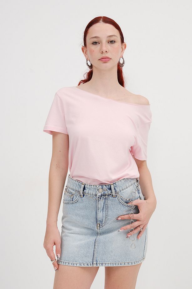 Kayık Yaka Basic T-shirt P1805 - 1