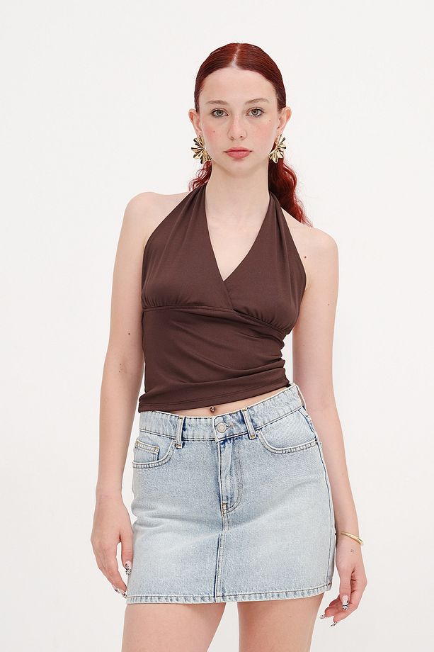 Boyundan Bağlamalı Crop Bluz B0300-T10 - 2
