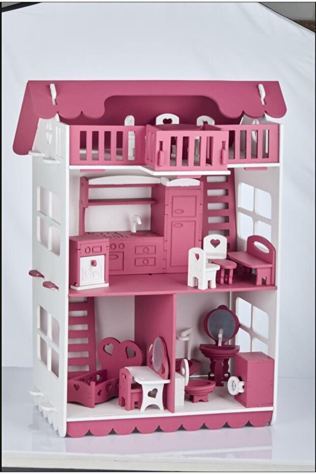 Nora Wooden Play House 32 Pieces Dark Pink
