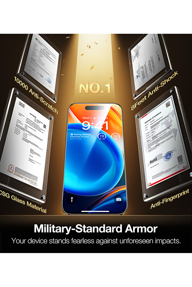 واقي شاشة مقاوم للكسر بدرجة عسكرية لهاتف iPhone 16 - 6