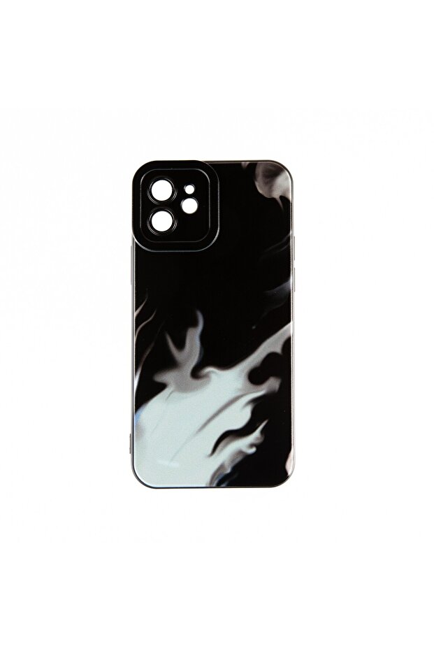 Soft Waves Collection Back Cover Compatible with iPhone 12 - Black - 1