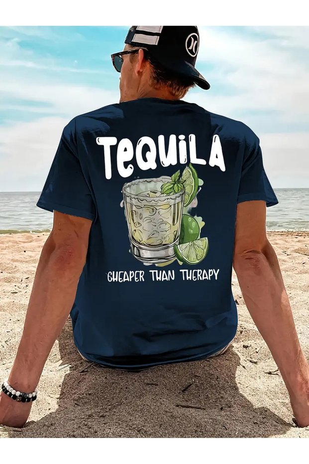 تي شيرت كبير الحجم مطبوع من الخلف والأمام من TEQUILA