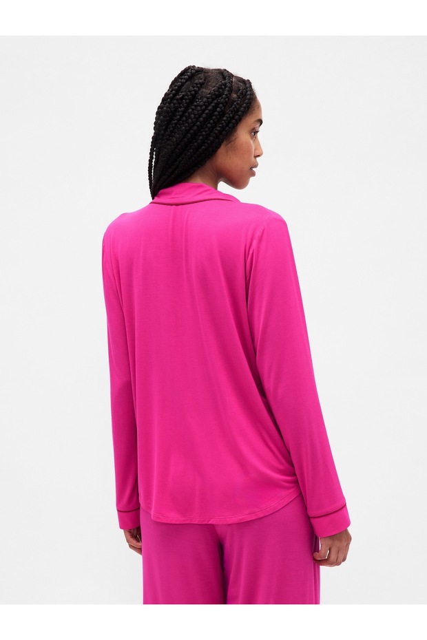Kadın Pembe Modal Pijama Üstü - 4