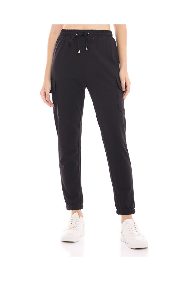 Solid Cargo Joggers with Drawstring Waist - 2