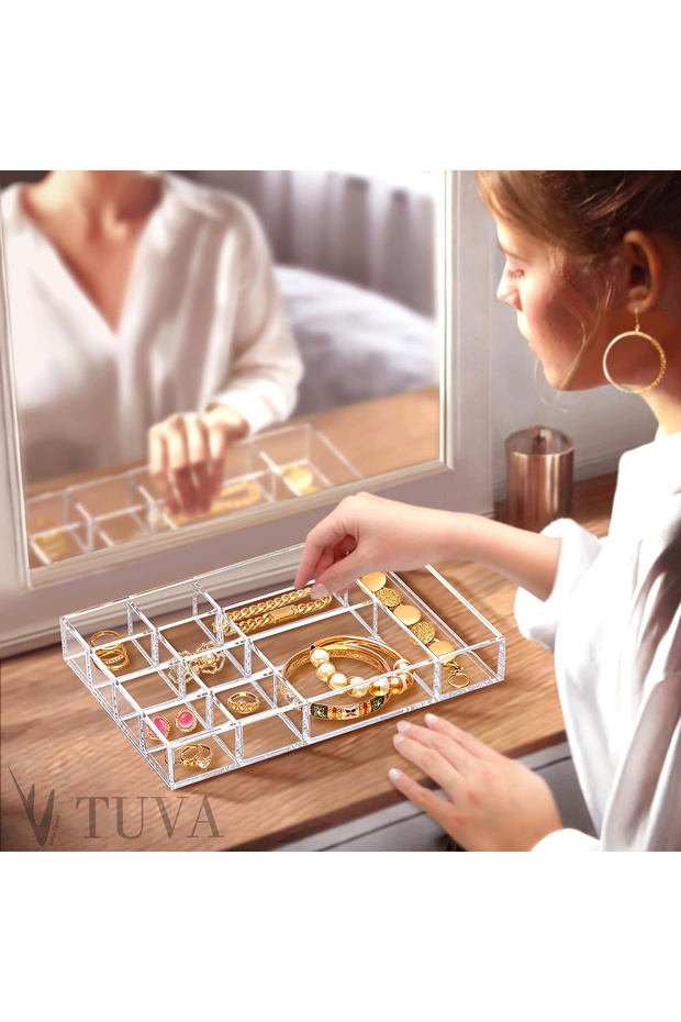 Tuva -12 Useful Compartments Multi-Functional Modern Accessory Makeup Organizer Closet Organizer