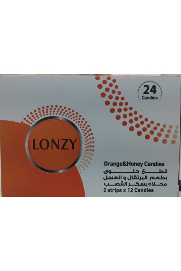 Lonzy Orange&Honey Lozenges 24 Pcs لونزي قطع حلوي بطعم البرتقال والعسل 24 قطعة