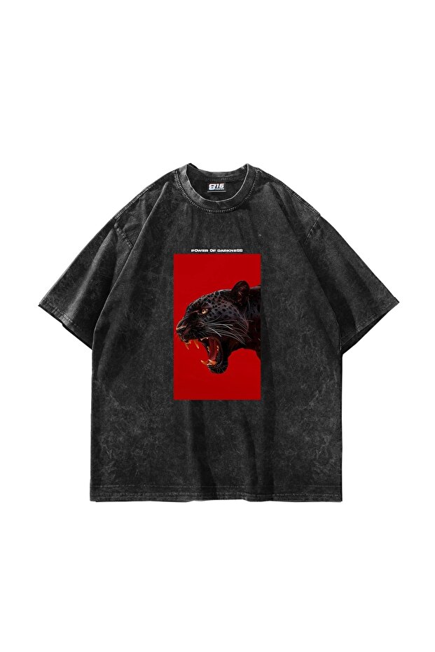 Power of Darkness Printed Oversize Unisex Washable Black Tshirt