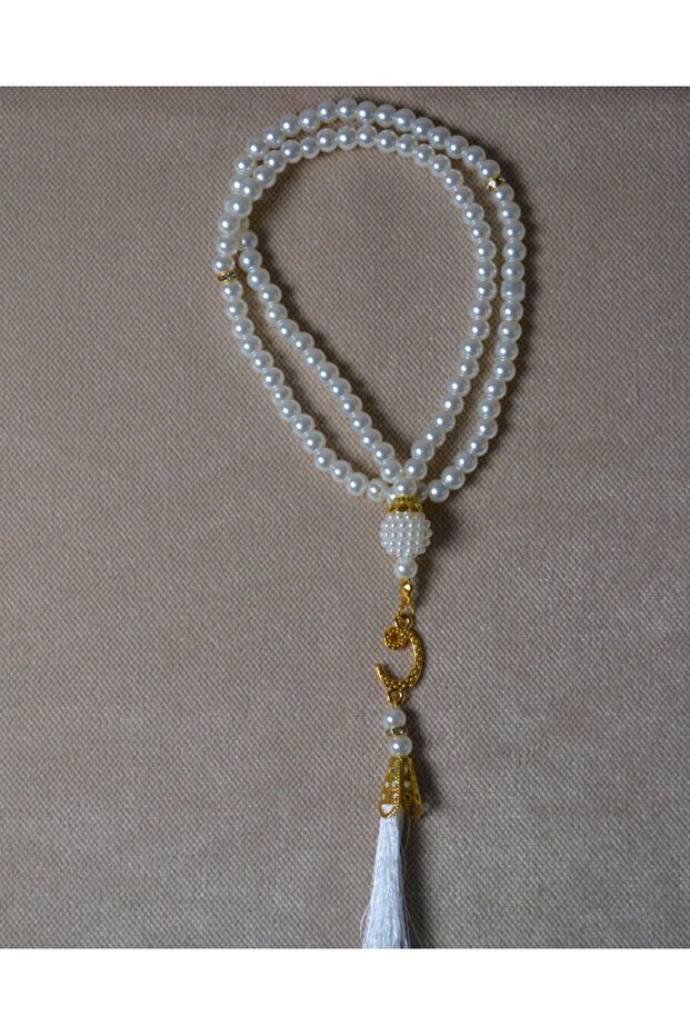 Vavlı 99 Pearl Prayer Beads – Colorful Bead Prayer Beads with Stylish Tassels 10 Pieces White