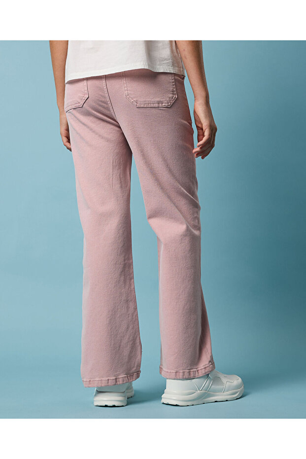 Solid Bootcut Pants with Button Closure - 3