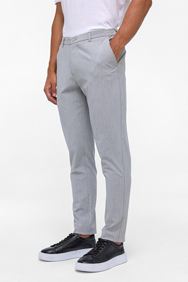 Gri Slim Düz Jogger Pantolon - 3