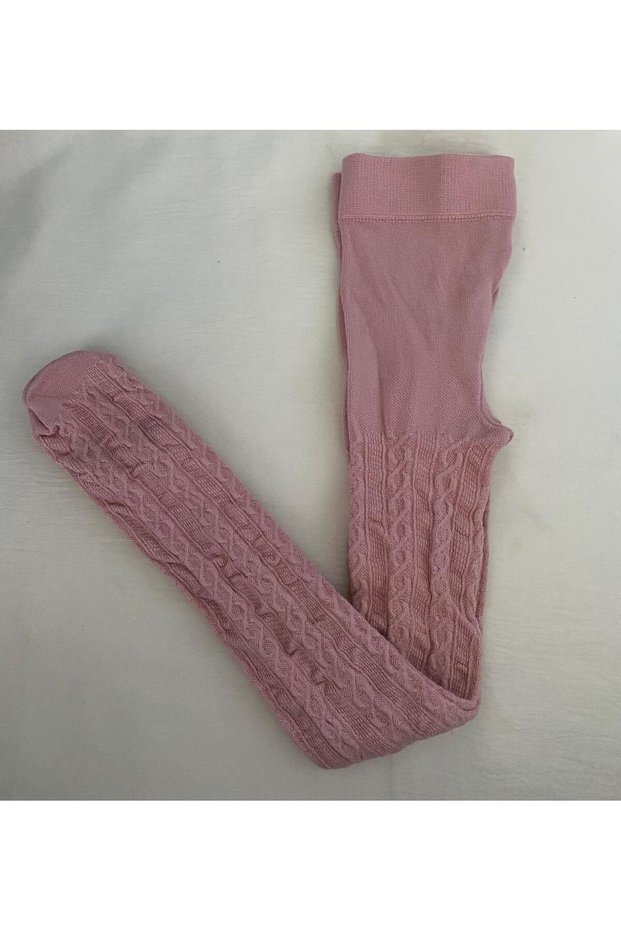 Light Pink Color Girl's Cotton Patterned Karina 180 Den Pantyhose (Kids Kilotli Socks)