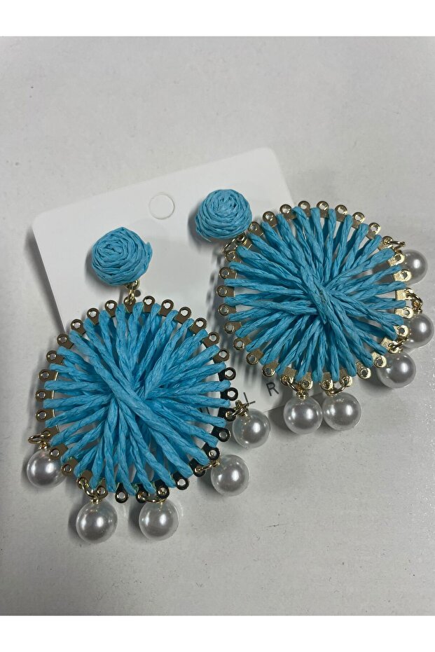 Stone Detailed Knitted Steel Earrings