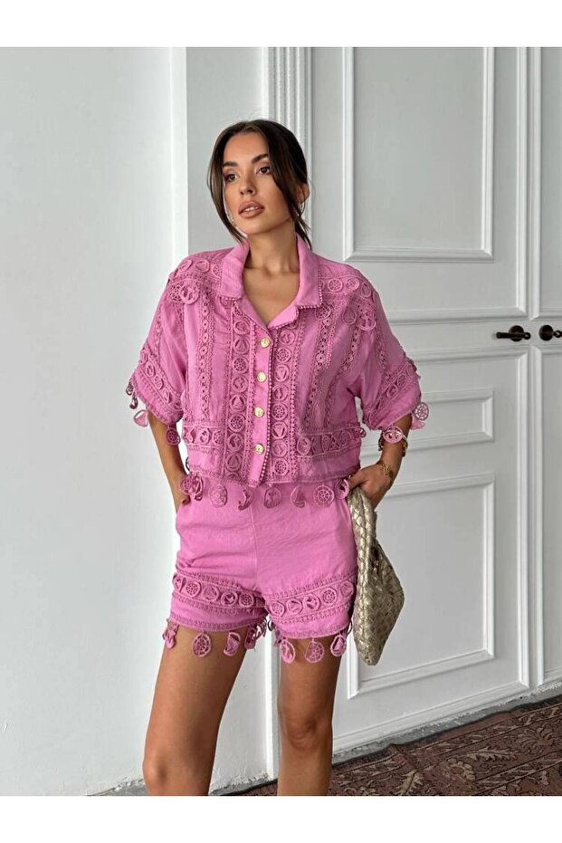 PRİMROSE Gömlek - Şort Takım 2224 - Pembe - 3