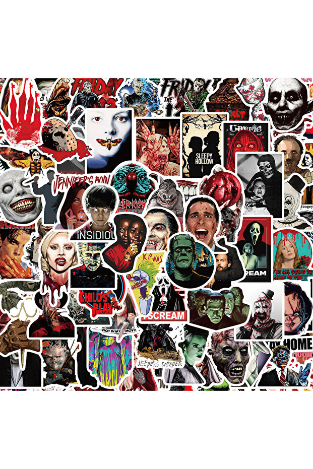 50pcs 50Pcs Halloween Themed Horror Characters Graffiti Waterproof Skateboard Travel Suitcase Phone