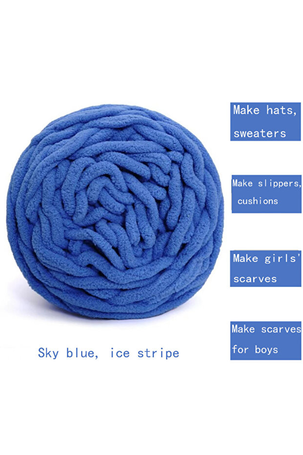 Royal blue 100g/ Ball Ice Strip Thread Soft Warm Chenille Yarn Coarse Wool Woven Blanket Slippers Bi