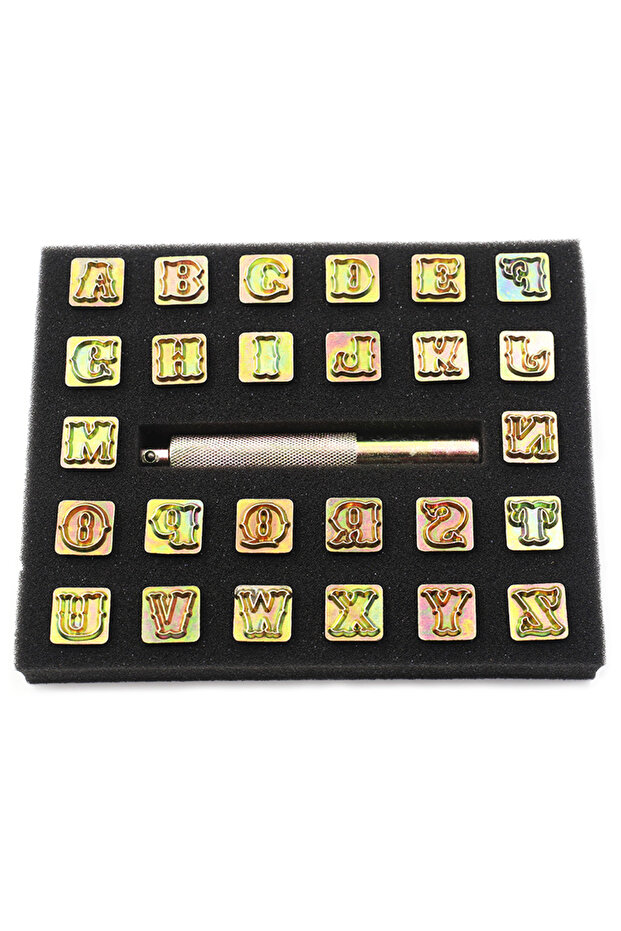27PCS-1SET 1set 26 Capital Letters Leather Stamping Tool, Metal Fancy Alphabet Stamp Print Kit, Idea