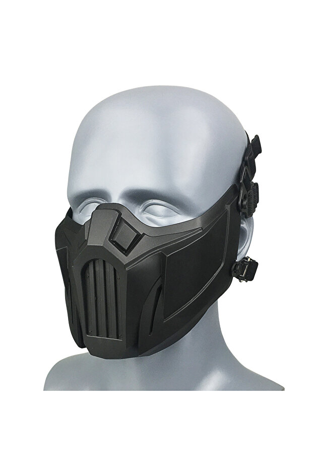 black REikirc Tactical Half Face Mask Adjustable CS Cosplay Halloween Masks