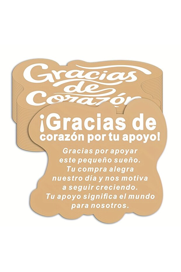 camel 50 Pcs Spanish Thank You Cards - Gracias de Corazon Die-Cut Appreciation Inserts for Small Bus