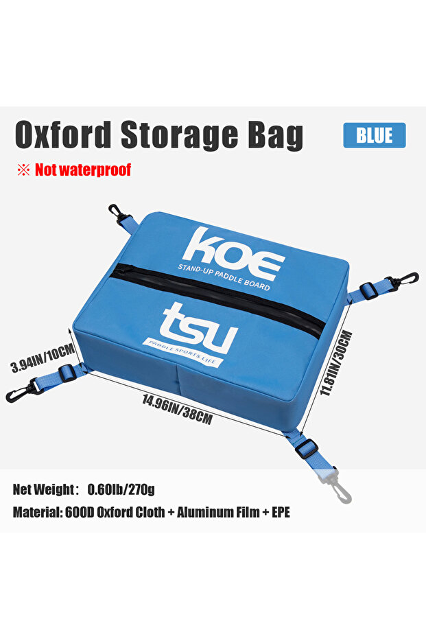 حقيبة تخزين زرقاء من KOETSU Paddleboard Deck Bag - تخزين شبكي مرن لـ SUP/Kayak، أسود/أحمر/أزرق (1