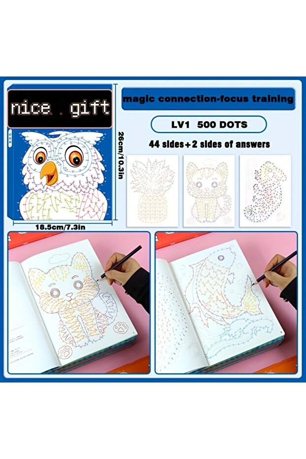 Intermediate 44 complex patterns+answers, digital connected drawing book,3 different difficulty leve - 1