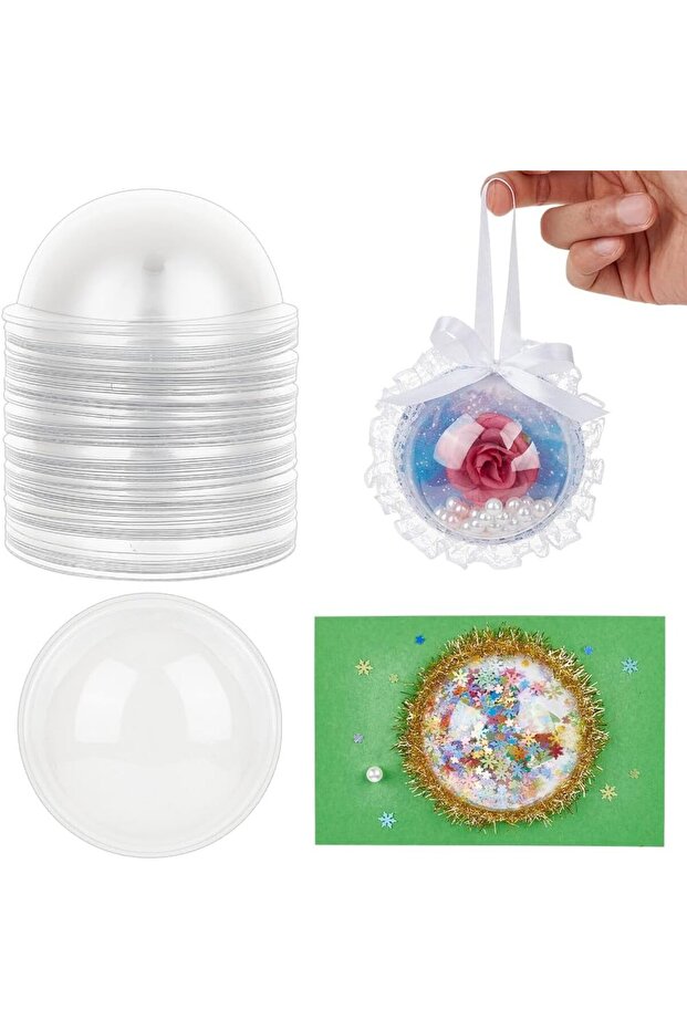 AECH03-19470 80 Pcs 3.1 inch Half Ball Clear Candy Dome PVC Half Ball Domes Candy Holder Shaker Dome