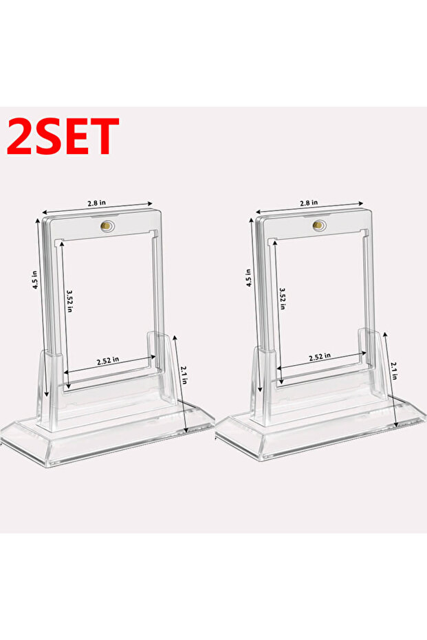 2set Magnetic Card Holder Support Set 35PT Hard Plastic Protectors Sleeves Trading Display Case Base