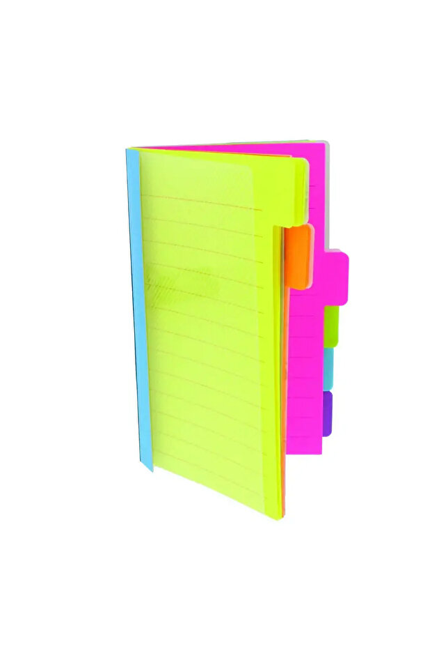 1pc Index Divider Sticky Notes, Tabbed Self-Stick Lined Note Pad, 60 Ruled Notes, Assorted Neon C... - 5