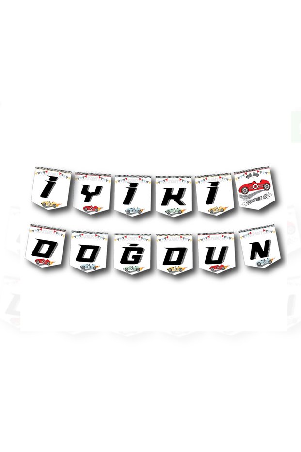 Cardboard Writing Themed Happy Birthday Racing Cars