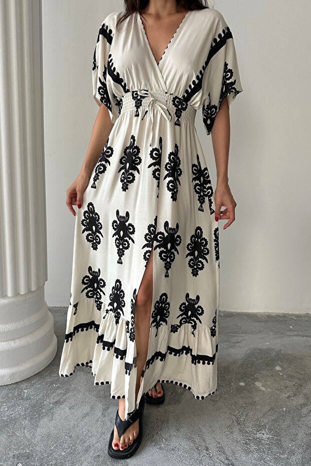 Elisa Desenli Viskon Maxi Elbise - 3