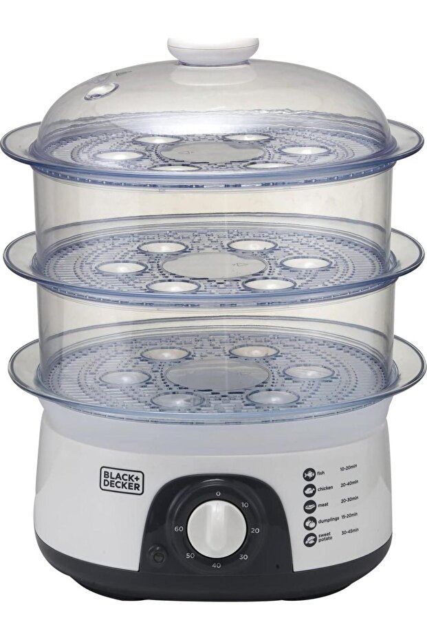 Black and Decker 775W 10 Liter 3-Tier Food Steamer with Timer BD-HS6000-B5