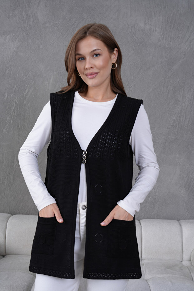 Triko Ajurlu Merserize Yelek - 1