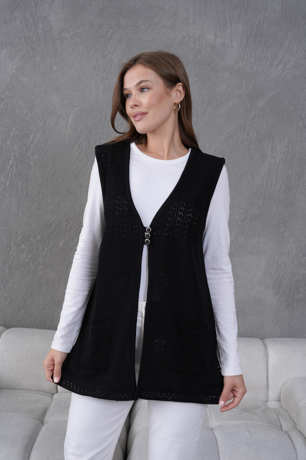 Triko Ajurlu Merserize Yelek - 8